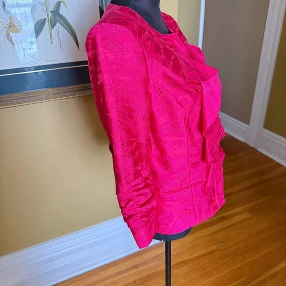 Vibrant Pink Ruffled Jacket - Picture 4 of 10